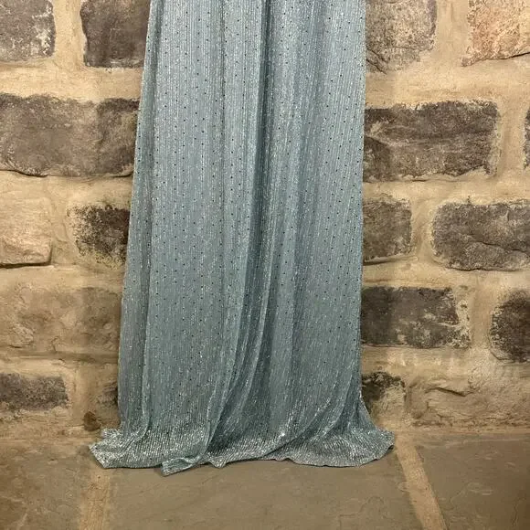 Baltic Born Grace Dress Light Blue Sequins Maxi Gown Belted Flutter Sleeves - Picture 8 of 14